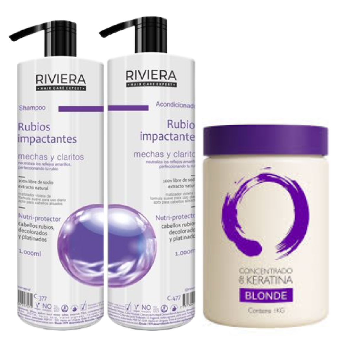 Super Promo Pack Blonde Shampoo + Acondicionador + Concentrado de Keratina Blonde Riviera Professional