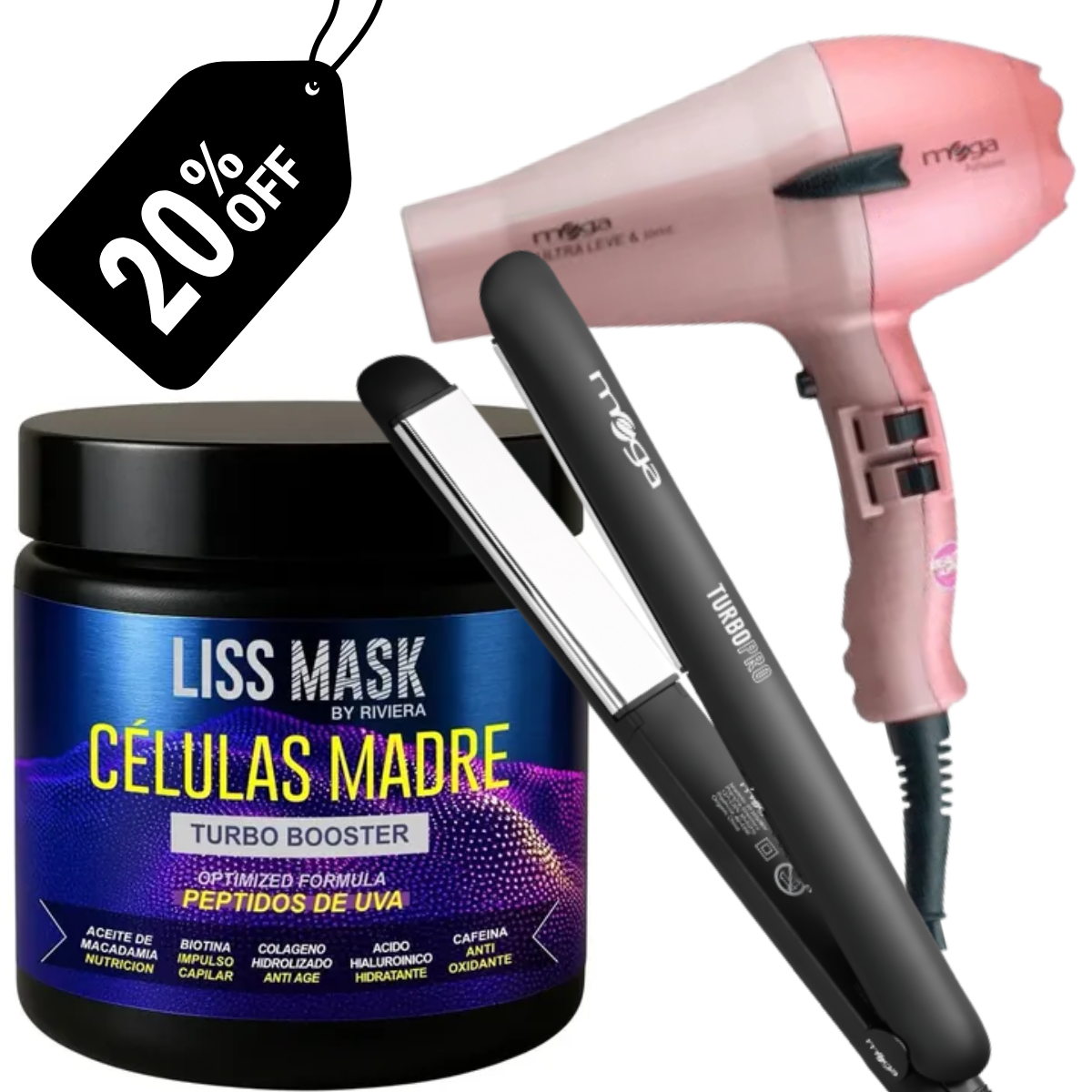 Pack Promo Alisado Liss Mask + Secador Mega + Plancha Mega Professional