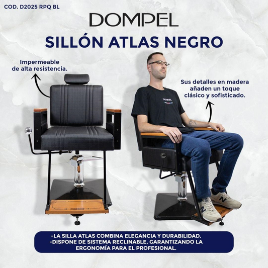 Sillón Atlas Negro para Barberia