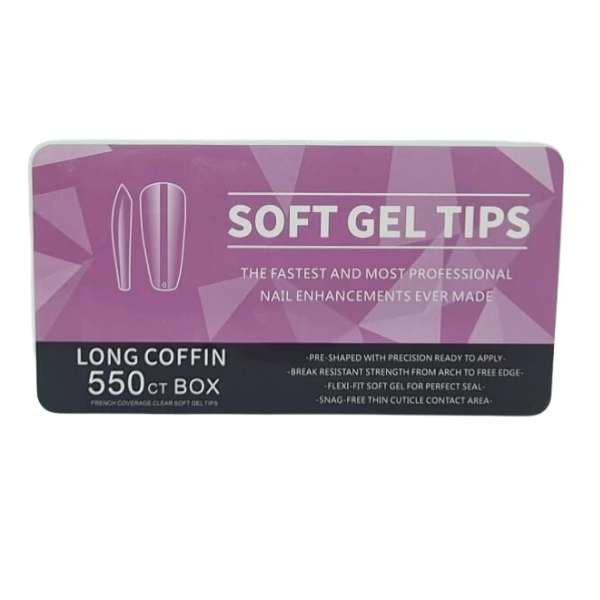 Tips Soft Gel Coffin para uñas 500 uds.