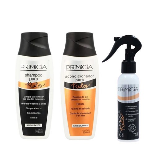 Pack Rulos - Shampoo + Acondicionador + Activador de rulos - Primicia