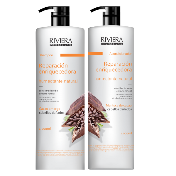 Pack Riviera Shampoo y Acondicionador Reparación Enriquecedora 1L c/u