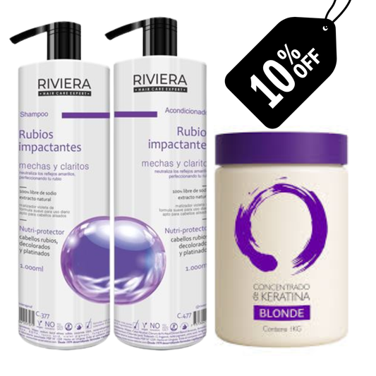 Super Promo Pack Blonde Shampoo + Acondicionador + Concentrado de Keratina Blonde Riviera Professional