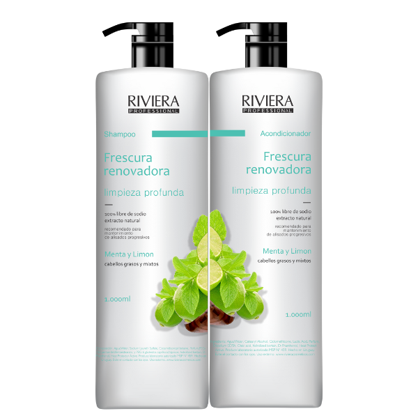 Pack Riviera Shampoo y Acondicionador Frescura Renovadora 1L c/u