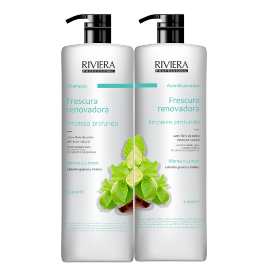 Pack Riviera Shampoo y Acondicionador Frescura Renovadora 1L c/u